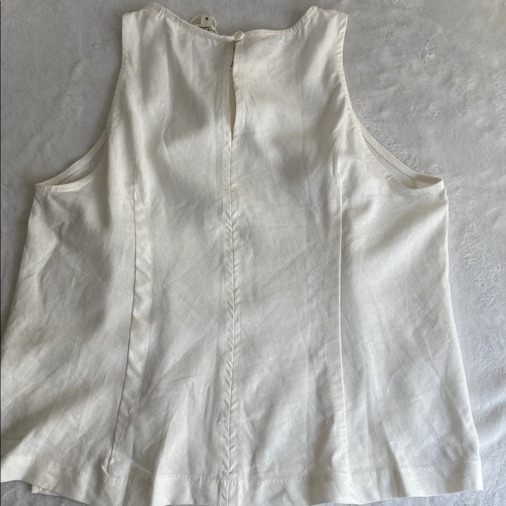 Max Studio White Linen Blend Sleeveless Tank Top - Picture 11 of 12